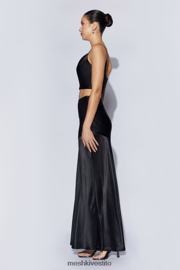 Meshki Gonna lunga in satin color papavero vestiario nero 6L048P1527