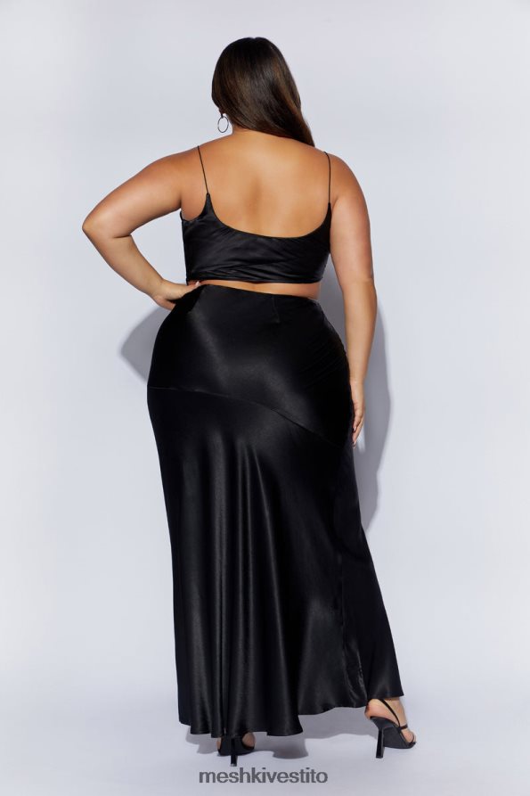 Meshki Gonna lunga in satin color papavero vestiario nero 6L048P1527