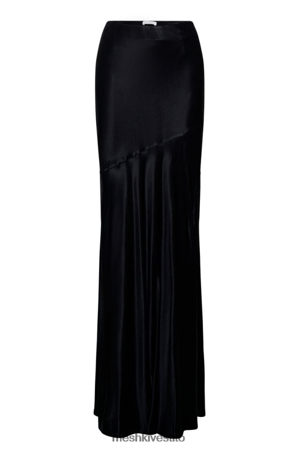 Meshki Gonna lunga in satin color papavero vestiario nero 6L048P1527