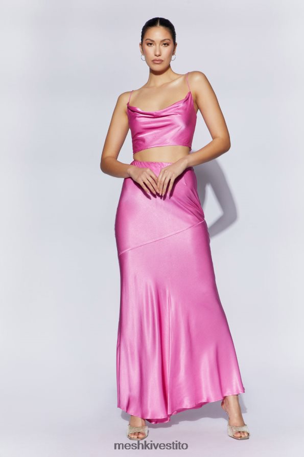 Meshki Gonna lunga in satin color papavero vestiario rosa 6L048P1523