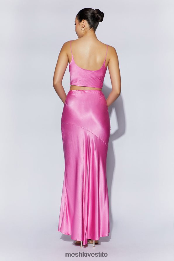 Meshki Gonna lunga in satin color papavero vestiario rosa 6L048P1523