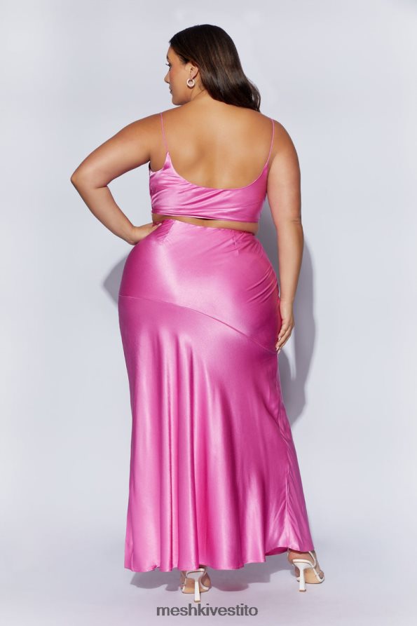 Meshki Gonna lunga in satin color papavero vestiario rosa 6L048P1523