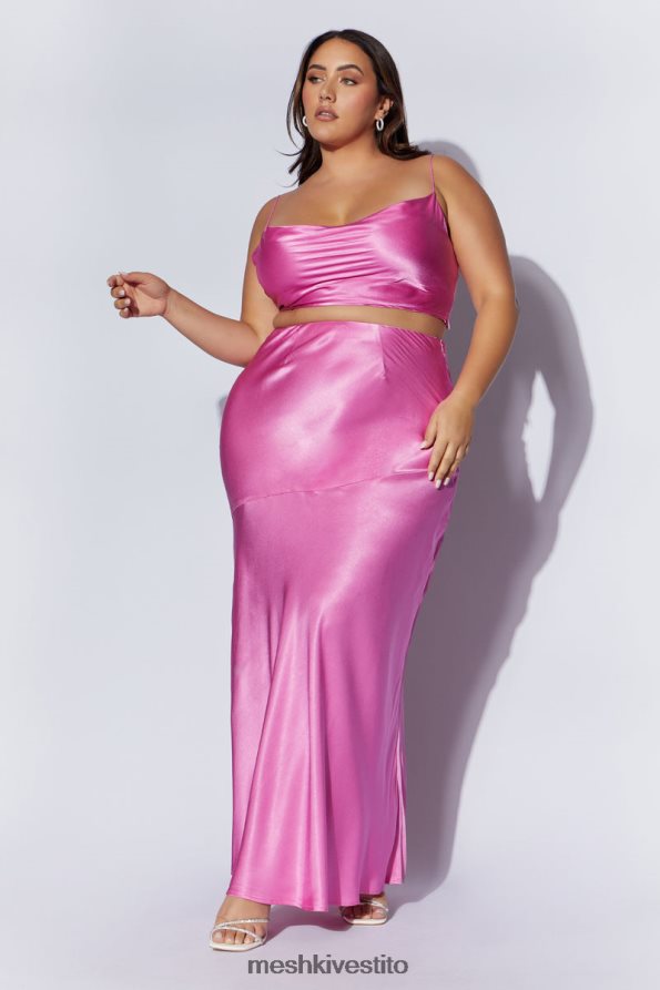 Meshki Gonna lunga in satin color papavero vestiario rosa 6L048P1523