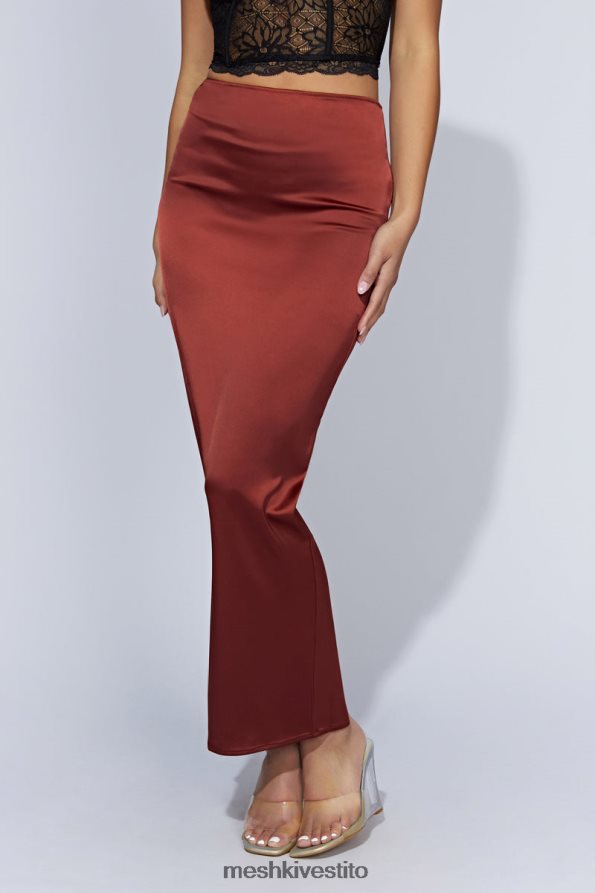 Meshki Mariah maxi gonna in raso vestiario cioccolato alla ciliegia 6L048P1471