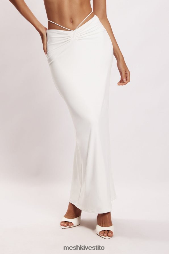 Meshki maxi gonna con ruches color ambra vestiario bianco 6L048P1572