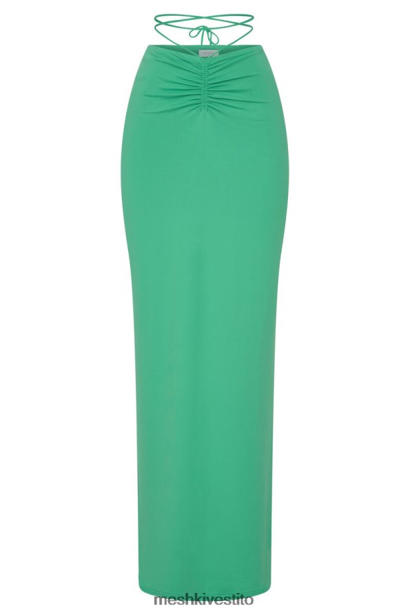 Meshki maxi gonna con ruches color ambra vestiario verde 6L048P1573