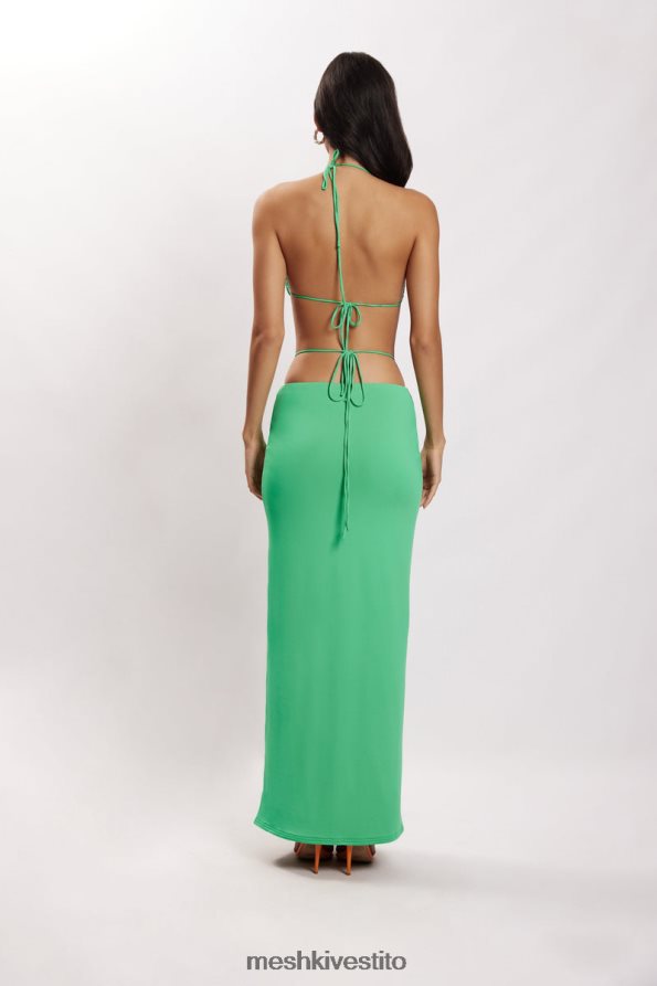 Meshki maxi gonna con ruches color ambra vestiario verde 6L048P1573
