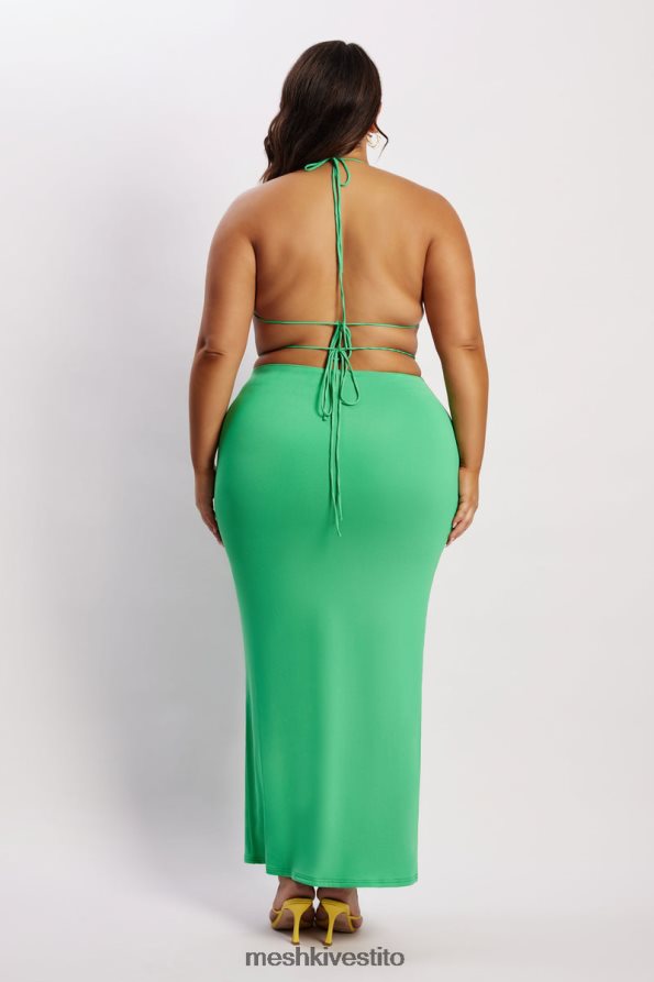 Meshki maxi gonna con ruches color ambra vestiario verde 6L048P1573