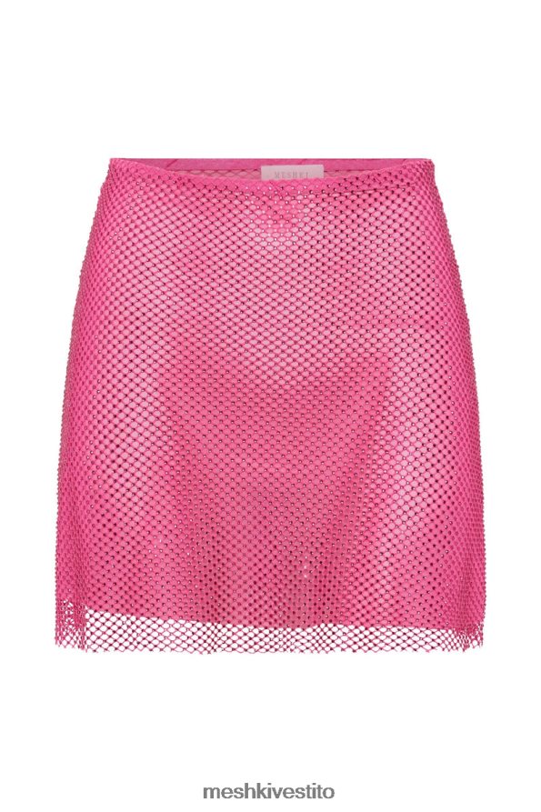 Meshki Minigonna Hilton in rete con diamanti vestiario rosa Rosa 6L048P1402