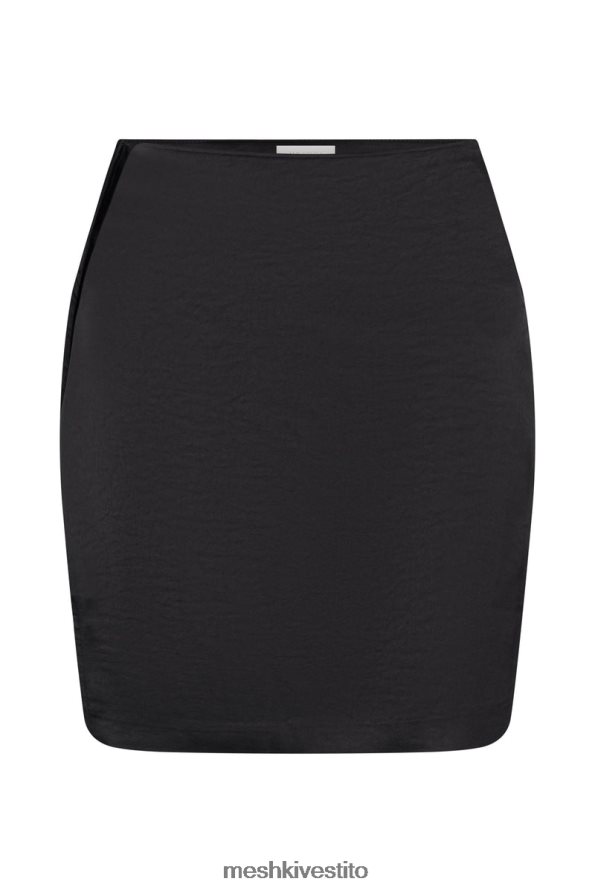Meshki Minigonna a portafoglio in raso asimmetrica Romi vestiario nero 6L048P1509