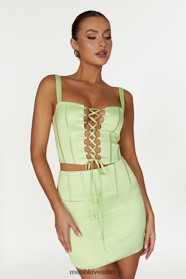 Meshki Minigonna corsetto scarlatto vestiario verde pistacchio 6L048P1432