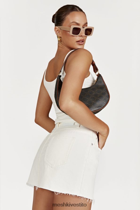 Meshki Minigonna in denim a vita media di Lennon vestiario ecru 6L048P1386