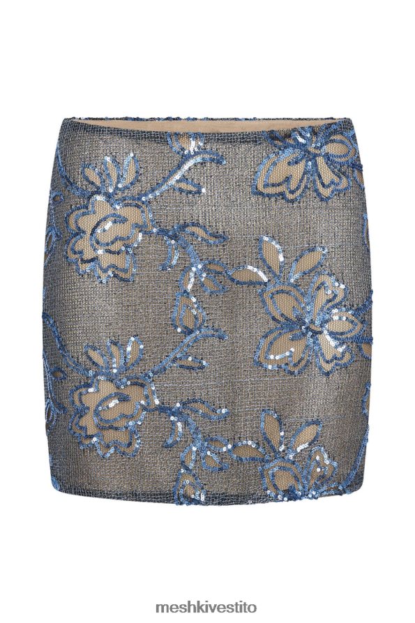Meshki Minigonna jessica con spacco laterale in paillettes vestiario blu 6L048P1505