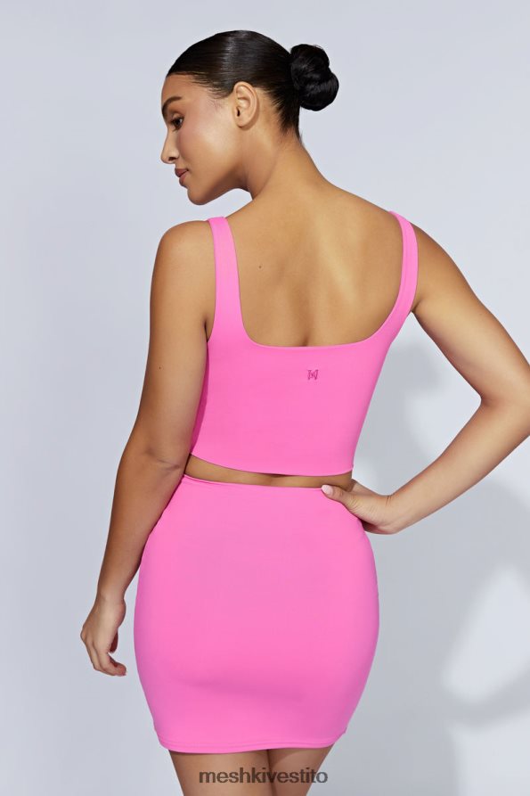 Meshki Minigonna kara con volant sul davanti vestiario rosa gomma da masticare 6L048P1457