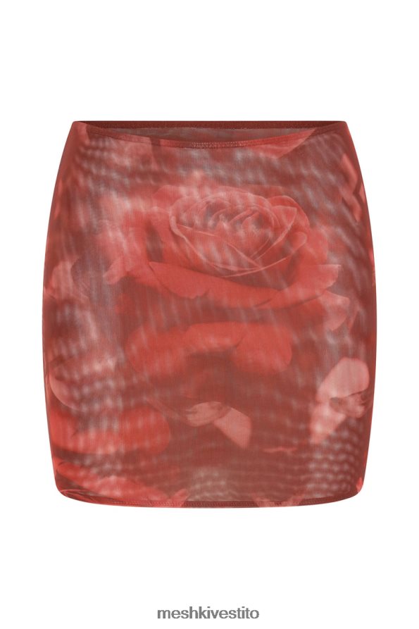 Meshki minigonna in rete erina vestiario stampa di rose oversize 6L048P1347