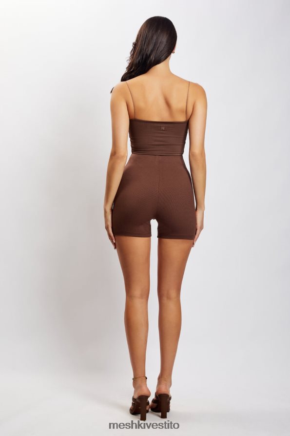 Meshki Bottino a costine di Lisa corto vestiario cioccolato 6L048P1460