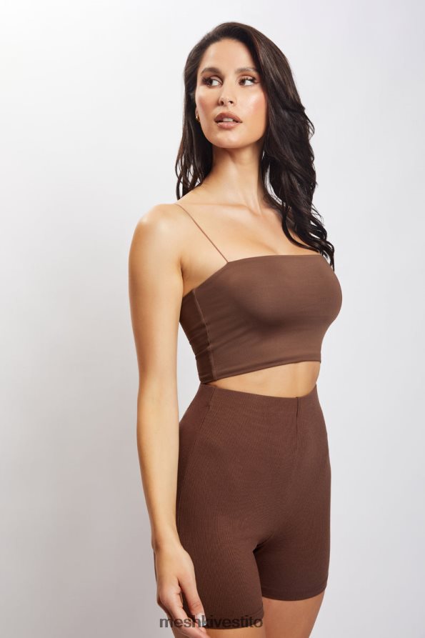 Meshki Bottino a costine di Lisa corto vestiario cioccolato 6L048P1460