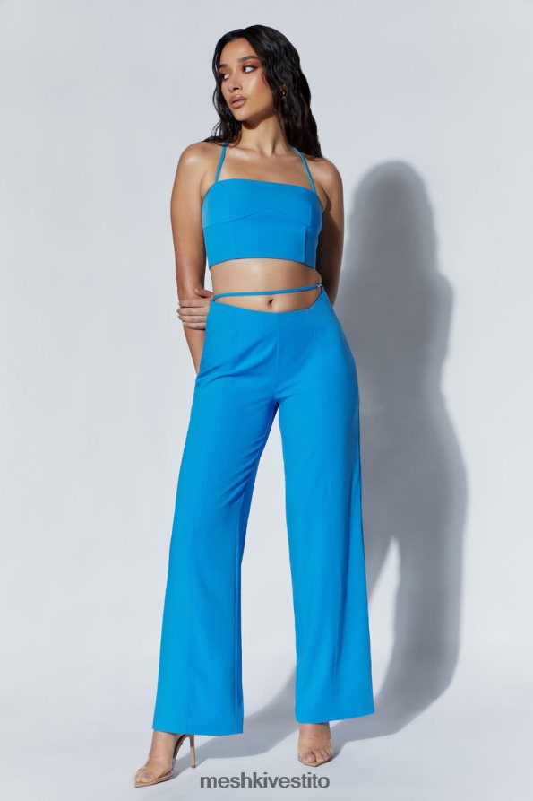 Meshki Pantaloni Bahar a vita media con cinturino largo vestiario azzurro 6L048P1482