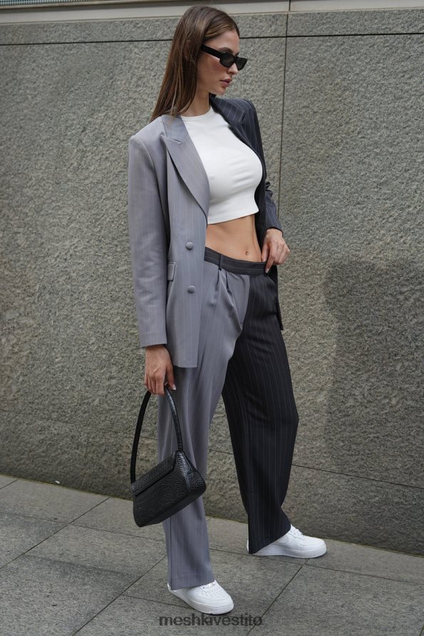 Meshki Pantaloni Janelle a vita bassa vestiario grigio bicolore 6L048P1598