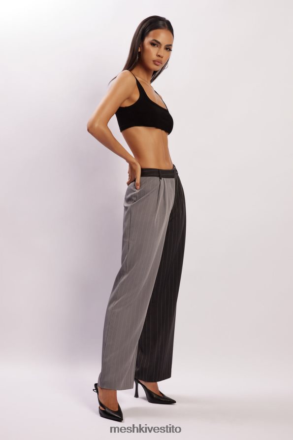 Meshki Pantaloni Janelle a vita bassa vestiario grigio bicolore 6L048P1598