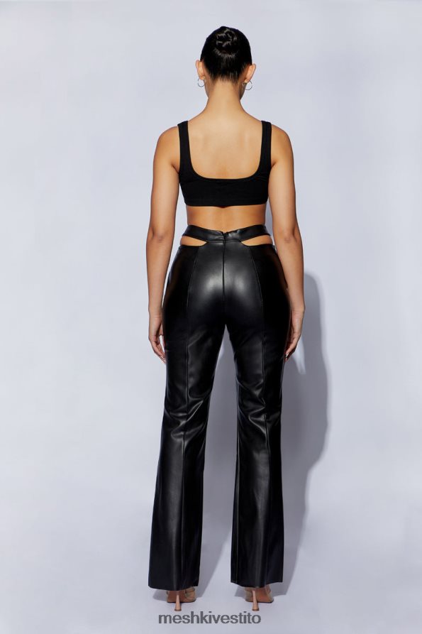 Meshki Pantaloni callie a gamba dritta con cut-out laterali in ecopelle vestiario nero 6L048P1583