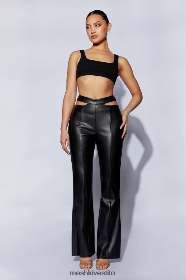 Meshki Pantaloni callie a gamba dritta con cut-out laterali in ecopelle vestiario nero 6L048P1583