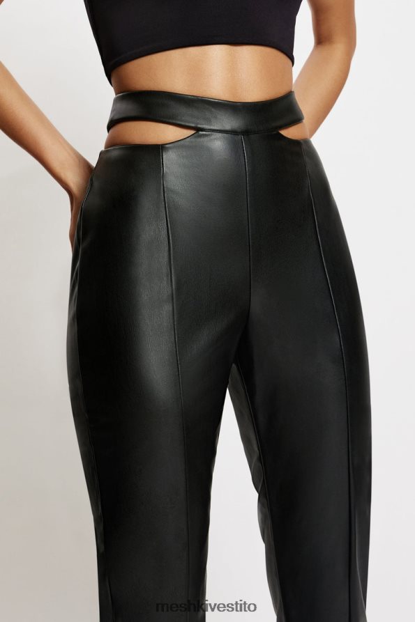 Meshki Pantaloni callie a gamba dritta con cut-out laterali in ecopelle vestiario nero 6L048P1583