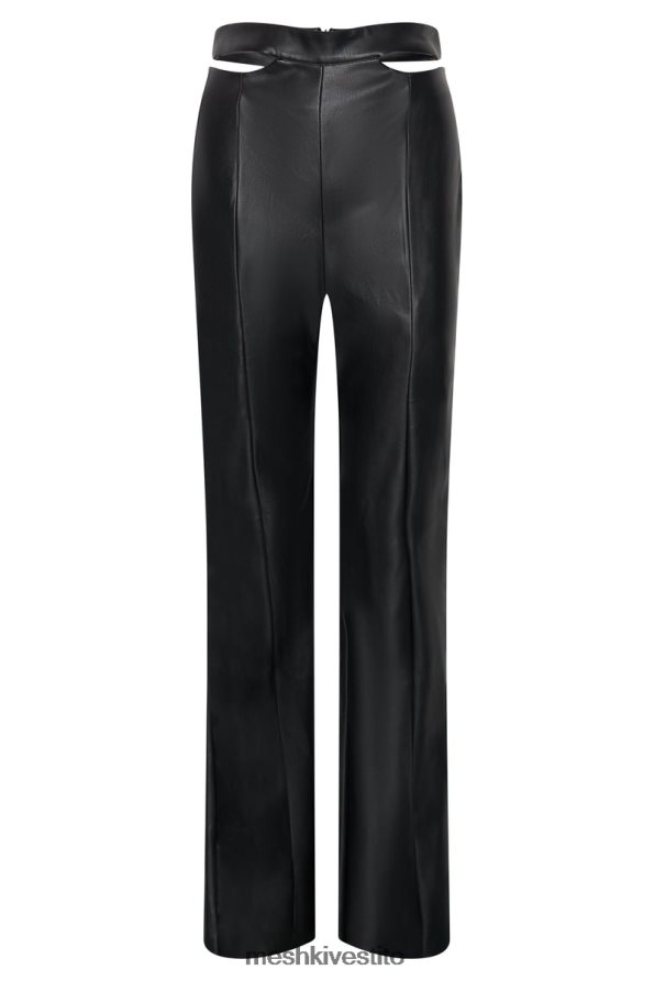 Meshki Pantaloni callie a gamba dritta con cut-out laterali in ecopelle vestiario nero 6L048P1583