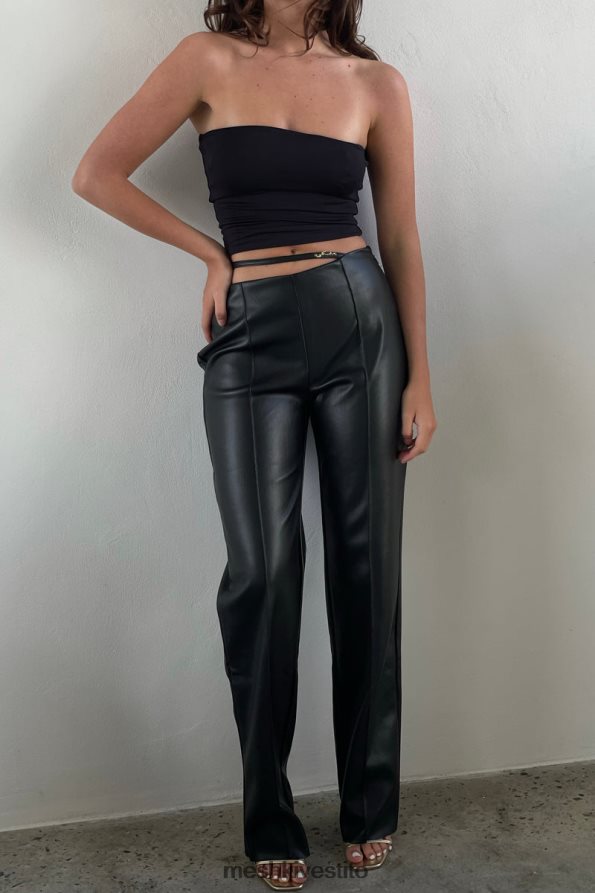 Meshki Pantaloni in PU a vita media con gamba larga Zarsa vestiario nero 6L048P1443