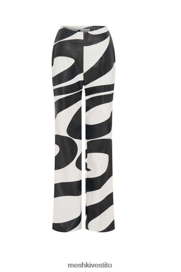 Meshki Pantaloni in PU con stampa frontale Stevie V vestiario stampa a vortice 6L048P1464
