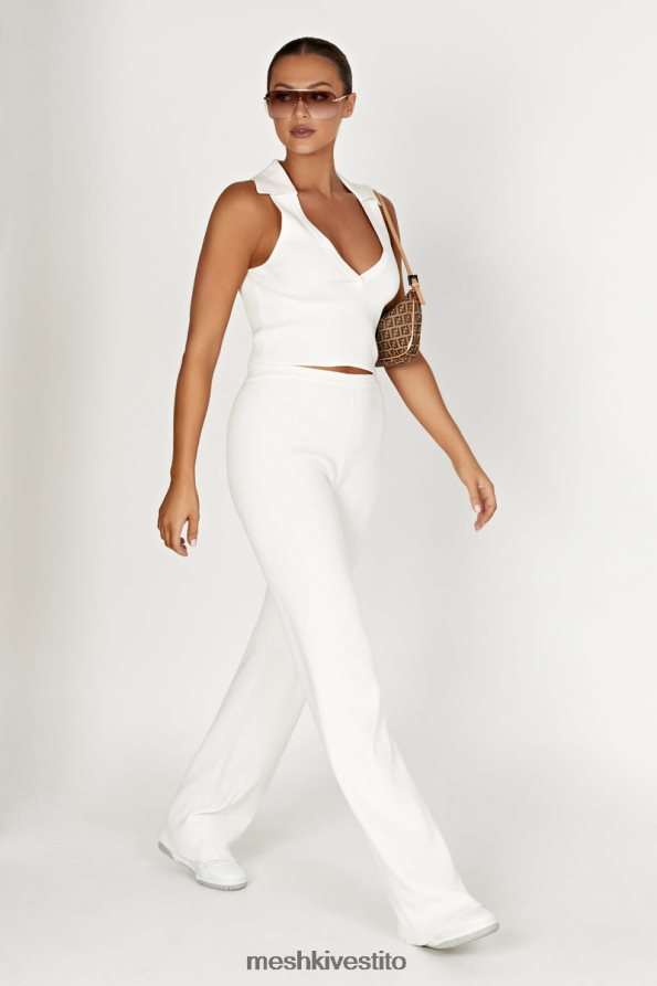Meshki Pantaloni in maglia Linnie a gamba dritta vestiario bianco 6L048P1395
