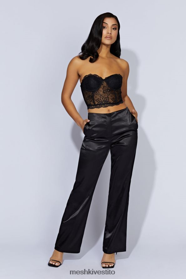 Meshki Pantaloni in raso a vita bassa Nicolette vestiario nero 6L048P1593