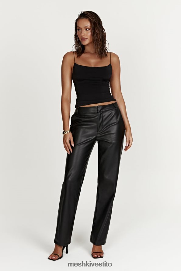 Meshki Pantaloni morbidi in ecopelle Matilda a vita bassa vestiario nero 6L048P1438