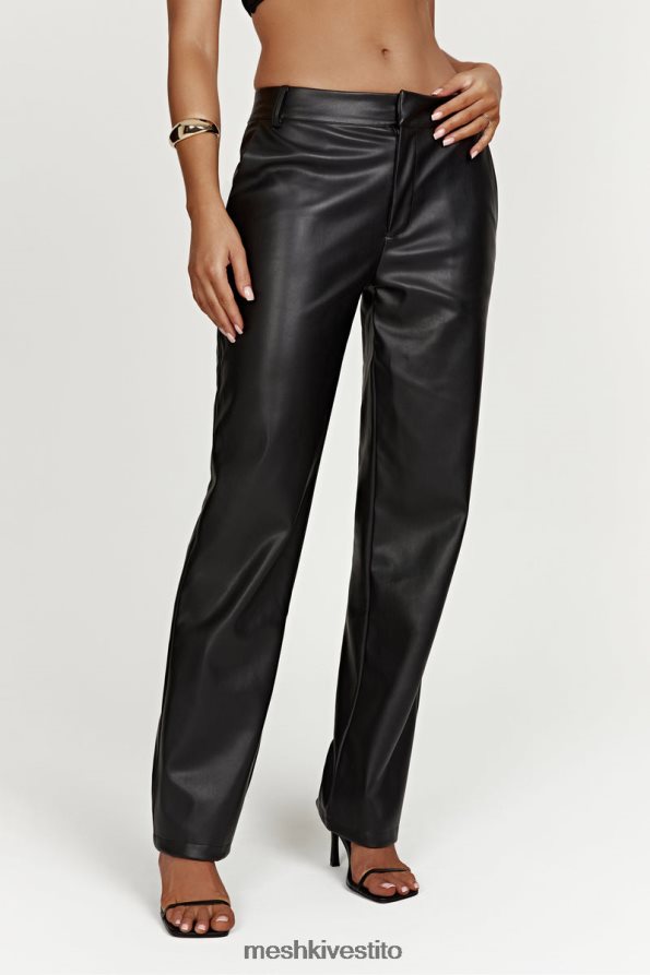 Meshki Pantaloni morbidi in ecopelle Matilda a vita bassa vestiario nero 6L048P1438