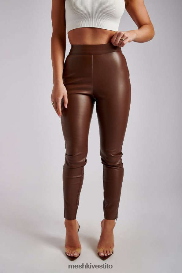 Meshki Shayla pantaloni skinny in pelle sintetica divisa vestiario cioccolato 6L048P1339