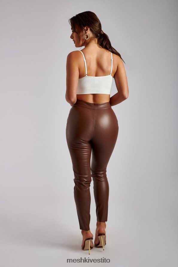 Meshki Shayla pantaloni skinny in pelle sintetica divisa vestiario cioccolato 6L048P1339