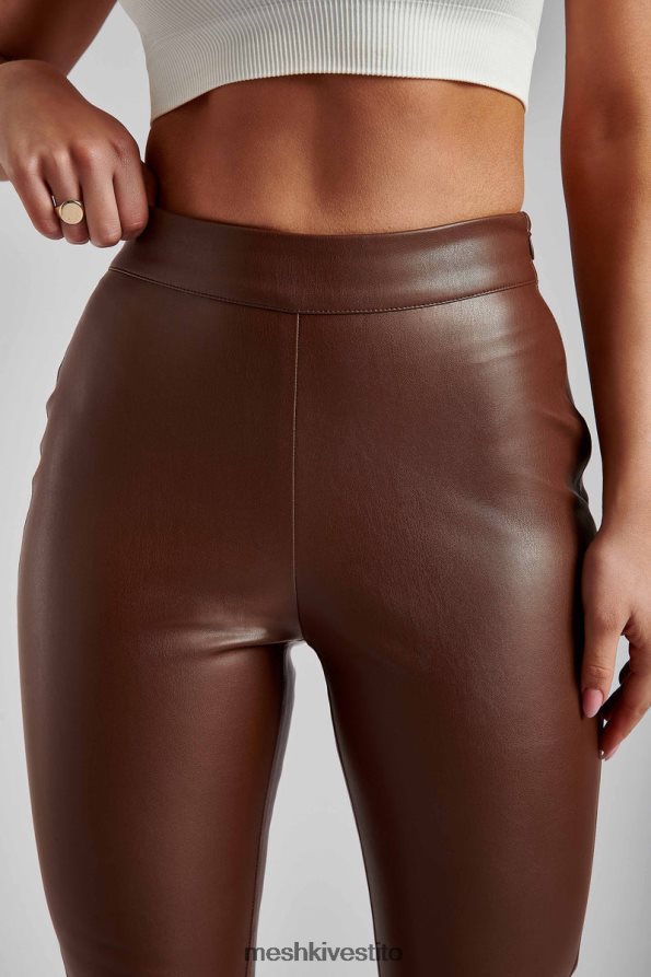 Meshki Shayla pantaloni skinny in pelle sintetica divisa vestiario cioccolato 6L048P1339