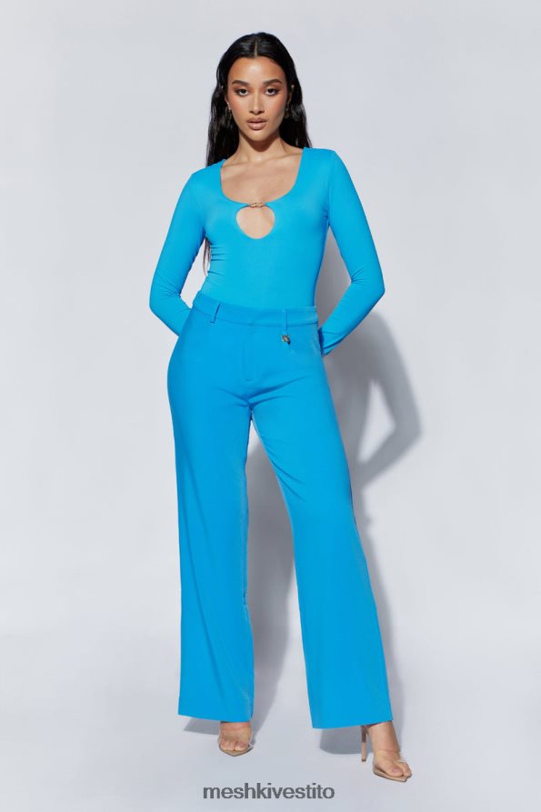 Meshki mini pantaloni a gamba larga a vita media vestiario azzurro 6L048P1514