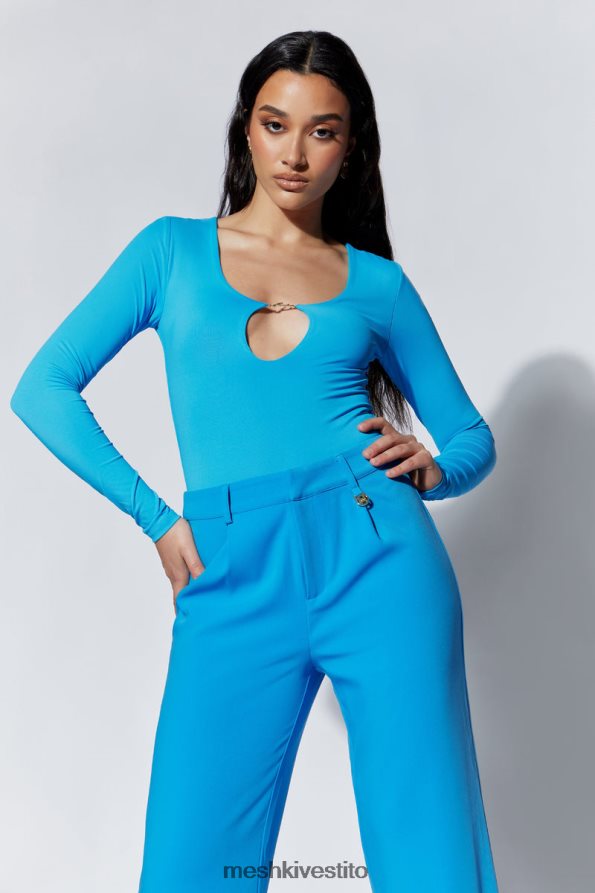 Meshki mini pantaloni a gamba larga a vita media vestiario azzurro 6L048P1514