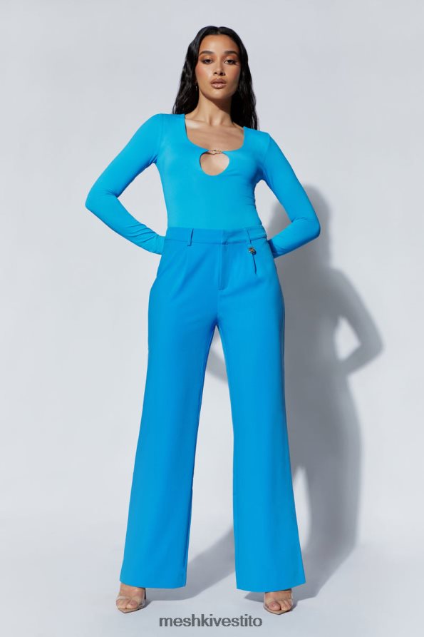 Meshki mini pantaloni a gamba larga a vita media vestiario azzurro 6L048P1514
