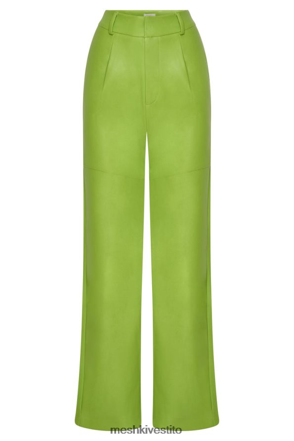 Meshki pantaloni a vita alta sima in ecopelle vestiario verde lime 6L048P1601