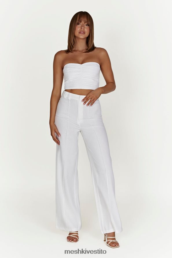 Meshki pantaloni di lino Julie a gamba larga vestiario bianco 6L048P1518