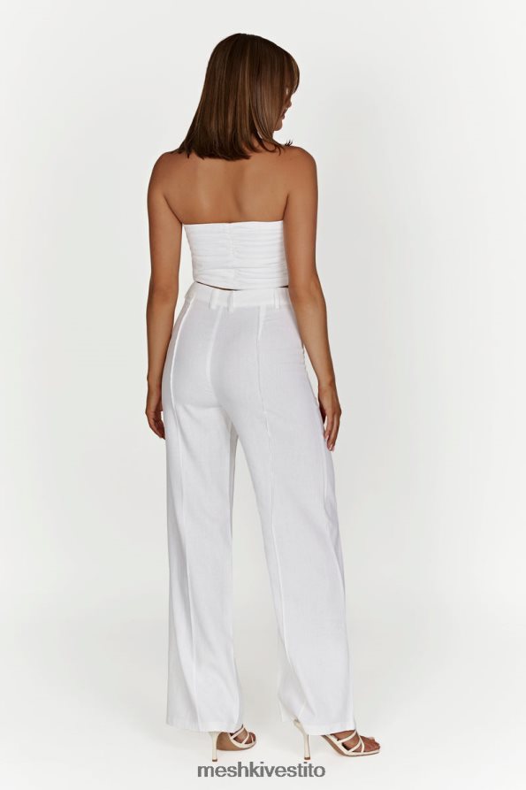Meshki pantaloni di lino Julie a gamba larga vestiario bianco 6L048P1518