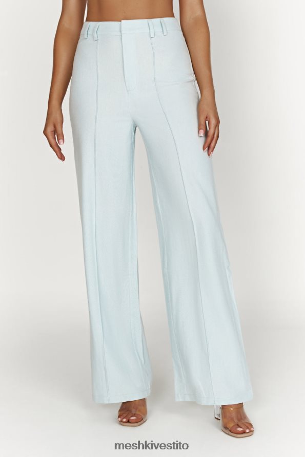 Meshki pantaloni di lino Julie a gamba larga vestiario blu polvere 6L048P1519