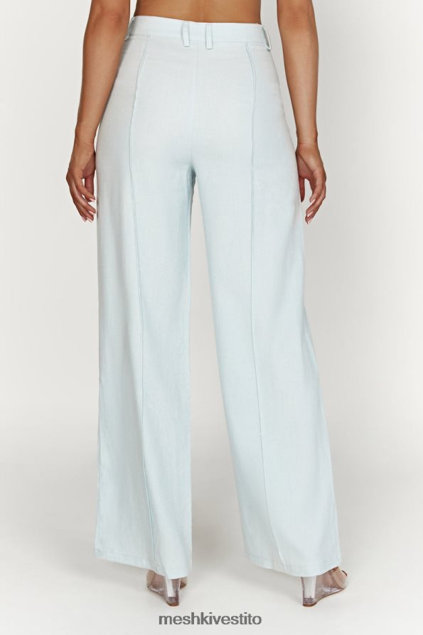 Meshki pantaloni di lino Julie a gamba larga vestiario blu polvere 6L048P1519