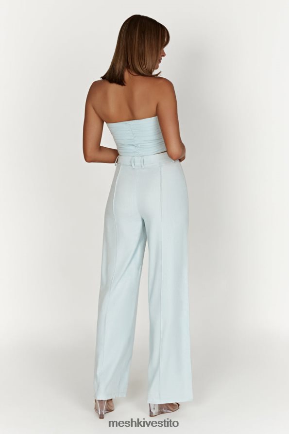 Meshki pantaloni di lino Julie a gamba larga vestiario blu polvere 6L048P1519