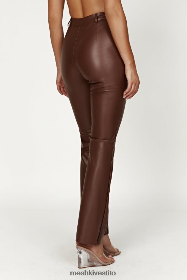 Meshki pantaloni in ecopelle Tyra a gamba dritta vestiario cioccolato 6L048P1239