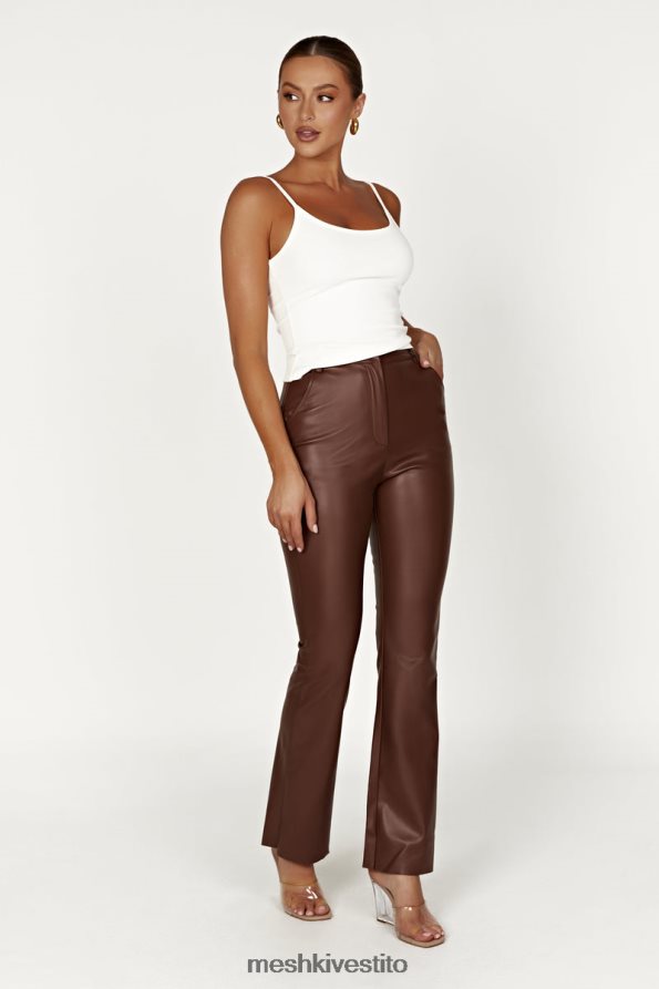 Meshki pantaloni in ecopelle Tyra a gamba dritta vestiario cioccolato 6L048P1239