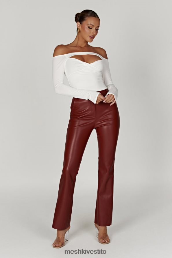 Meshki pantaloni in ecopelle Tyra a gamba dritta vestiario cioccolato alla ciliegia 6L048P1609