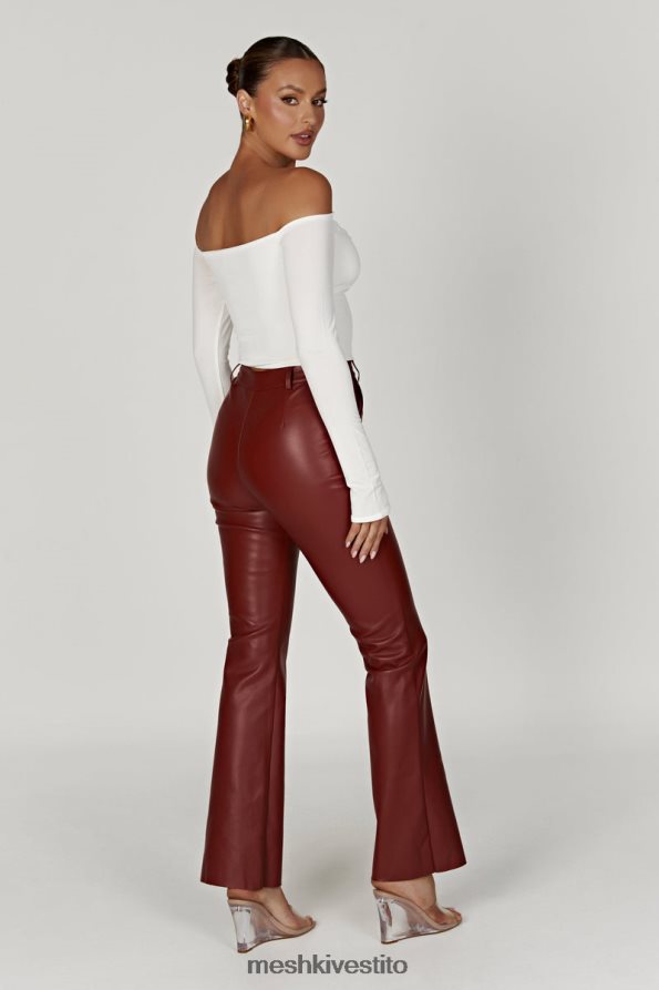 Meshki pantaloni in ecopelle Tyra a gamba dritta vestiario cioccolato alla ciliegia 6L048P1609